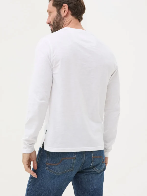 Woodside White Long Sleeve Henley T Shirt