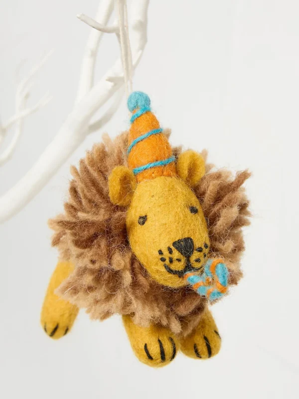 Yellow Leo Lion Print Felt Decoration