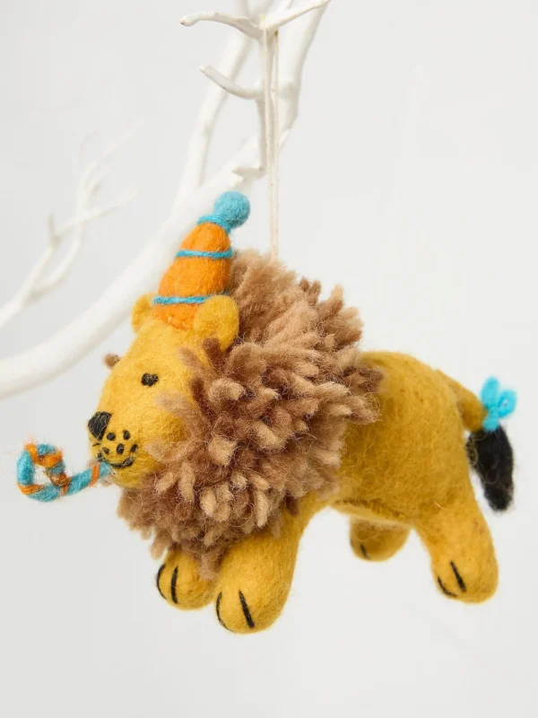 Yellow Leo Lion Print Felt Decoration