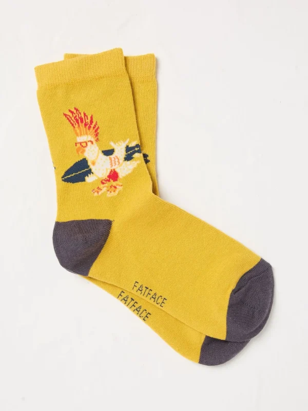 Yellow Surfing Bird Kids' Socks 1 Pack